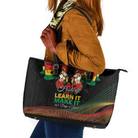 Ghana Black History Month Leather Tote Bag Live It Learn It Make It - Wonder Print Shop
