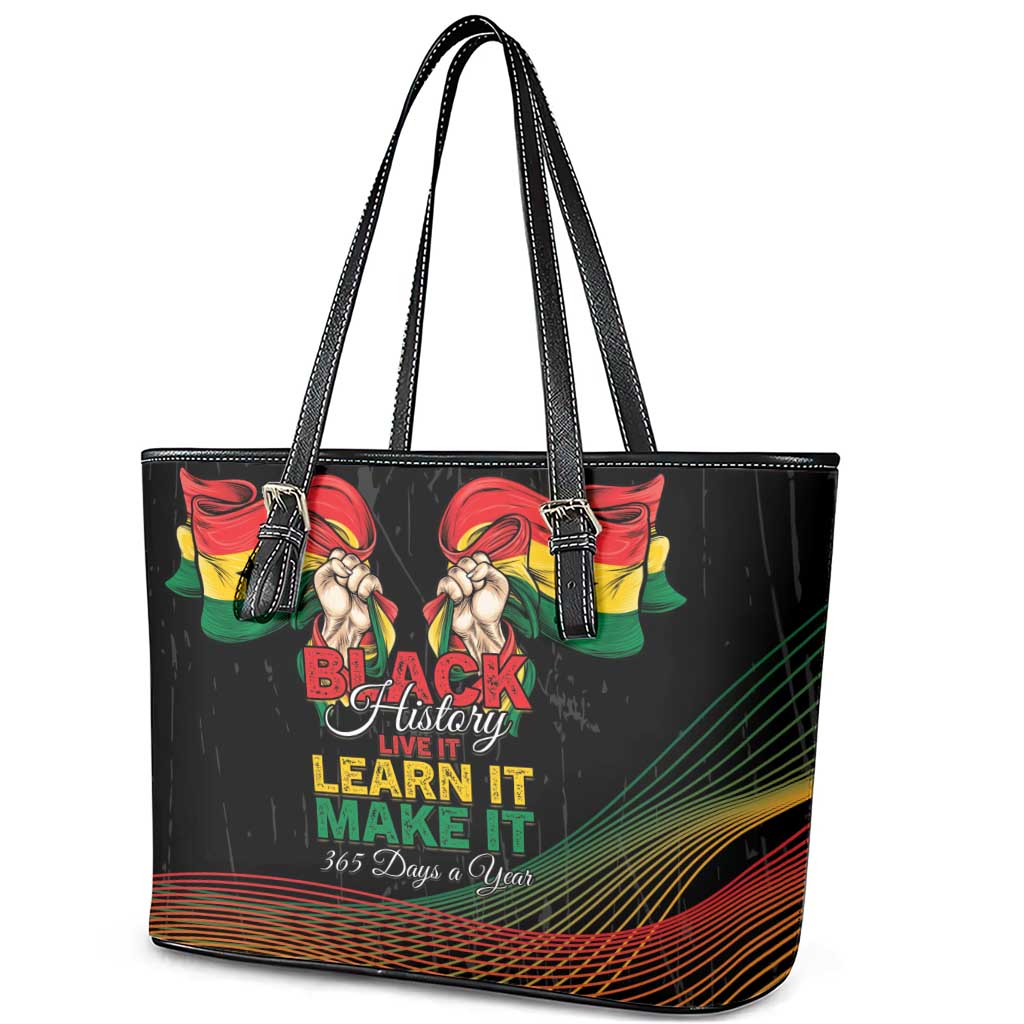 Ghana Black History Month Leather Tote Bag Live It Learn It Make It - Wonder Print Shop