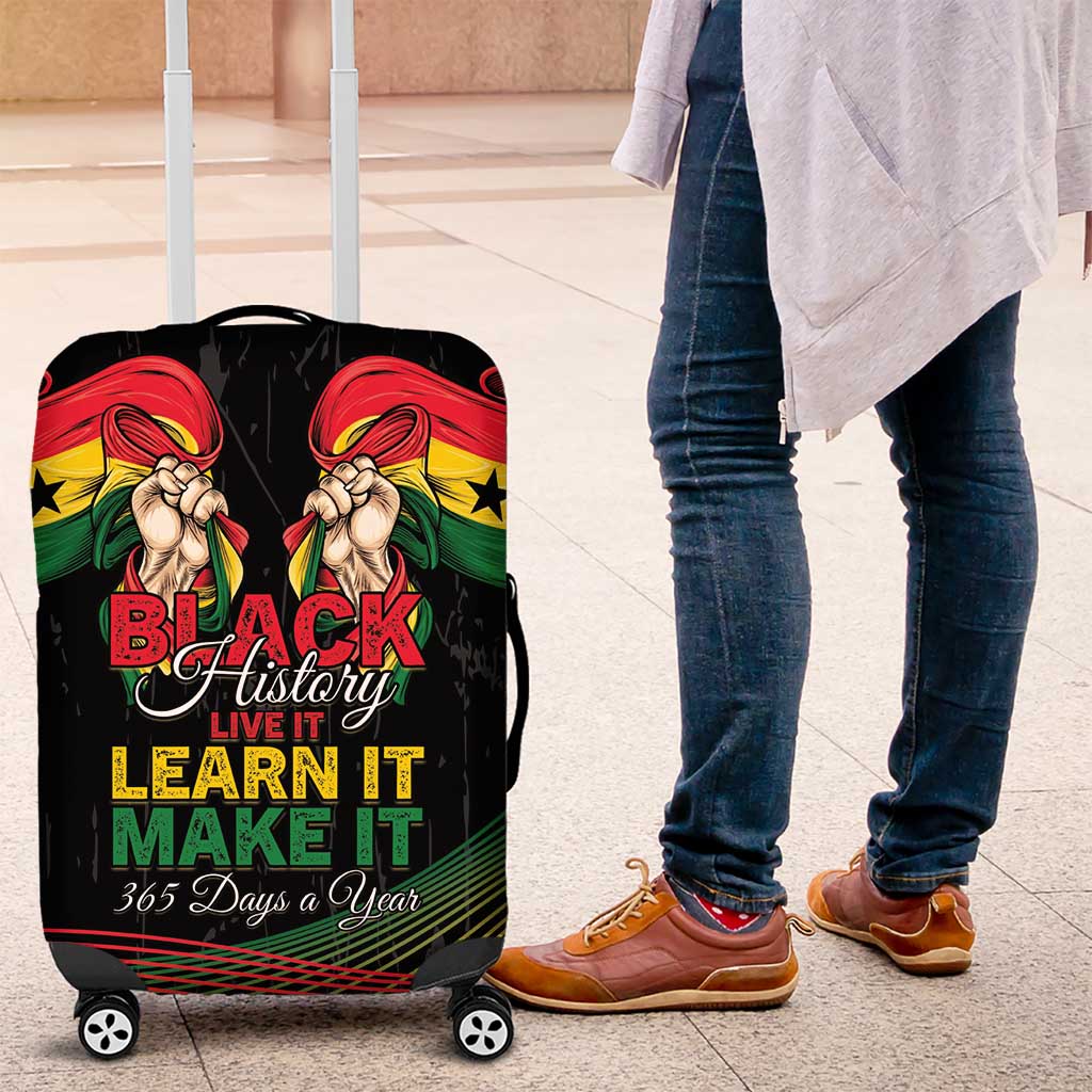 Ghana Black History Month Luggage Cover Live It Learn It Make It - Wonder Print Shop