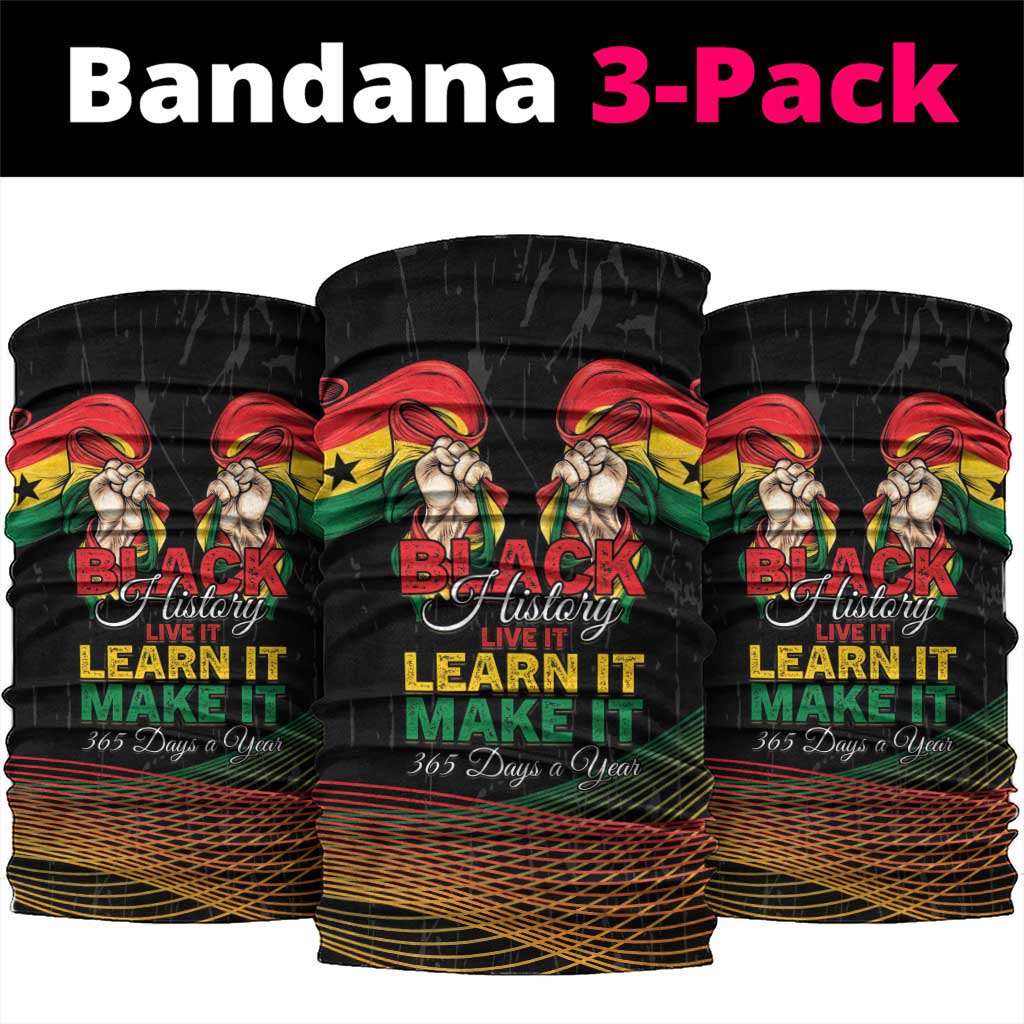 Ghana Black History Month Neck Gaiter Live It Learn It Make It - Wonder Print Shop