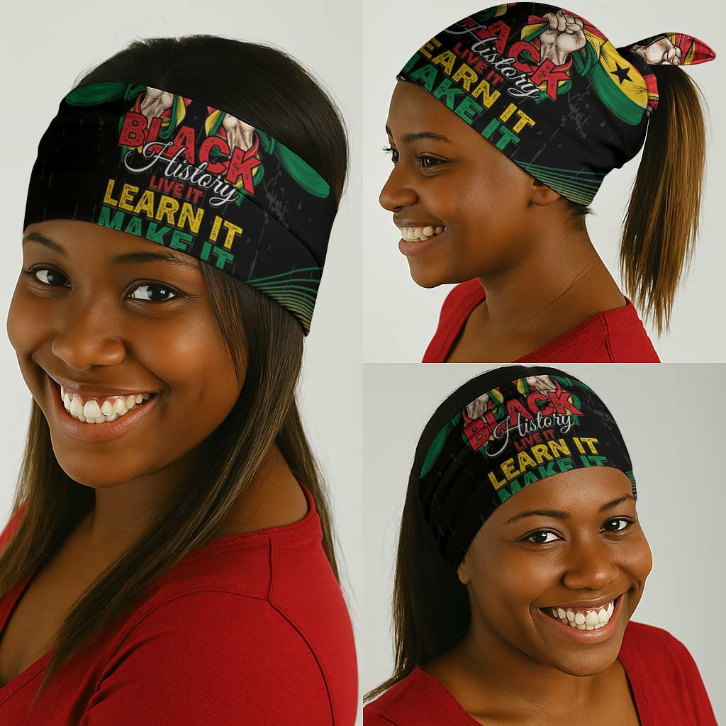Ghana Black History Month Neck Gaiter Live It Learn It Make It - Wonder Print Shop