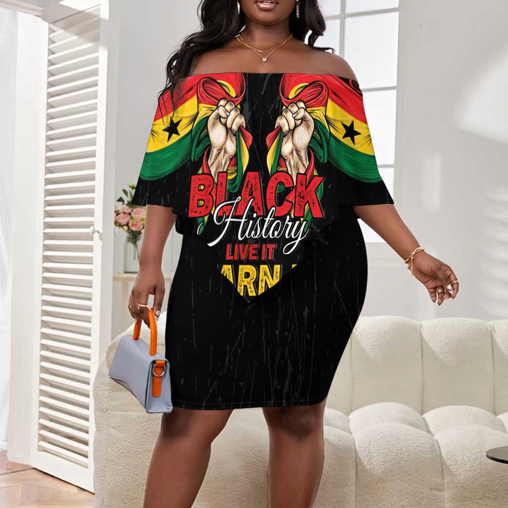 Personalized Ghana Black History Month Off Shoulder Short Dress Live It Learn It Make It - Wonder Print Shop