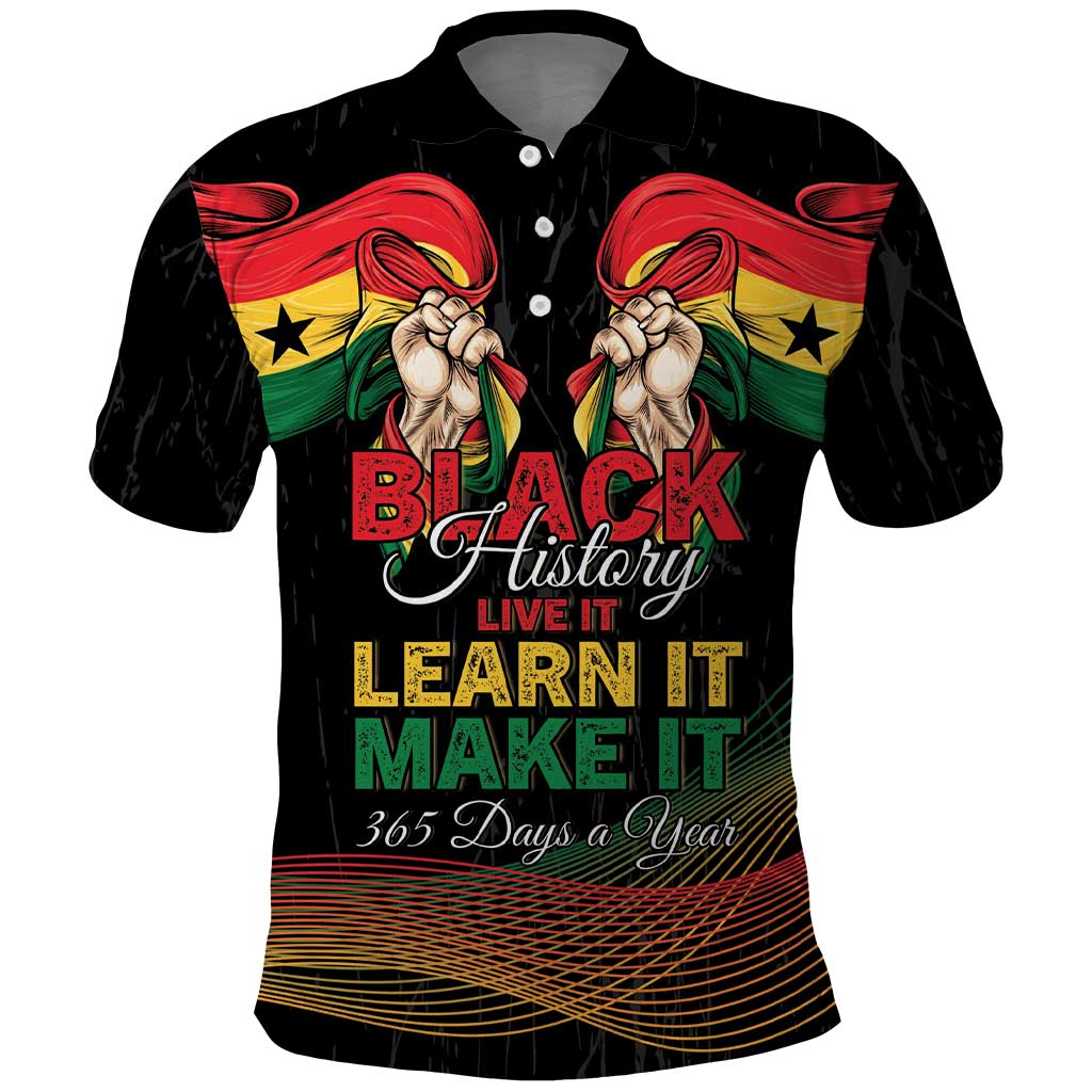 Personalized Ghana Black History Month Polo Shirt Live It Learn It Make It - Wonder Print Shop