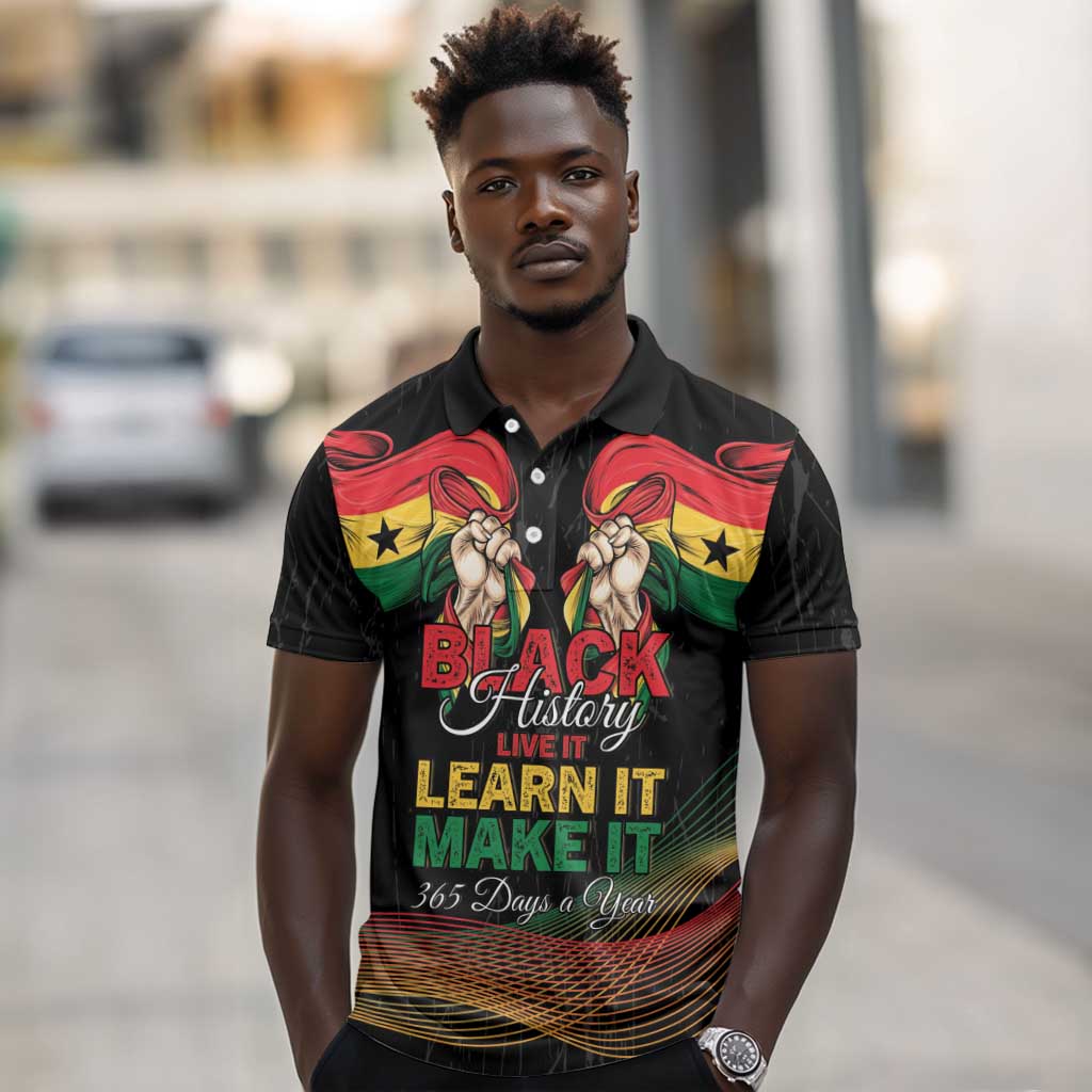 Personalized Ghana Black History Month Polo Shirt Live It Learn It Make It - Wonder Print Shop