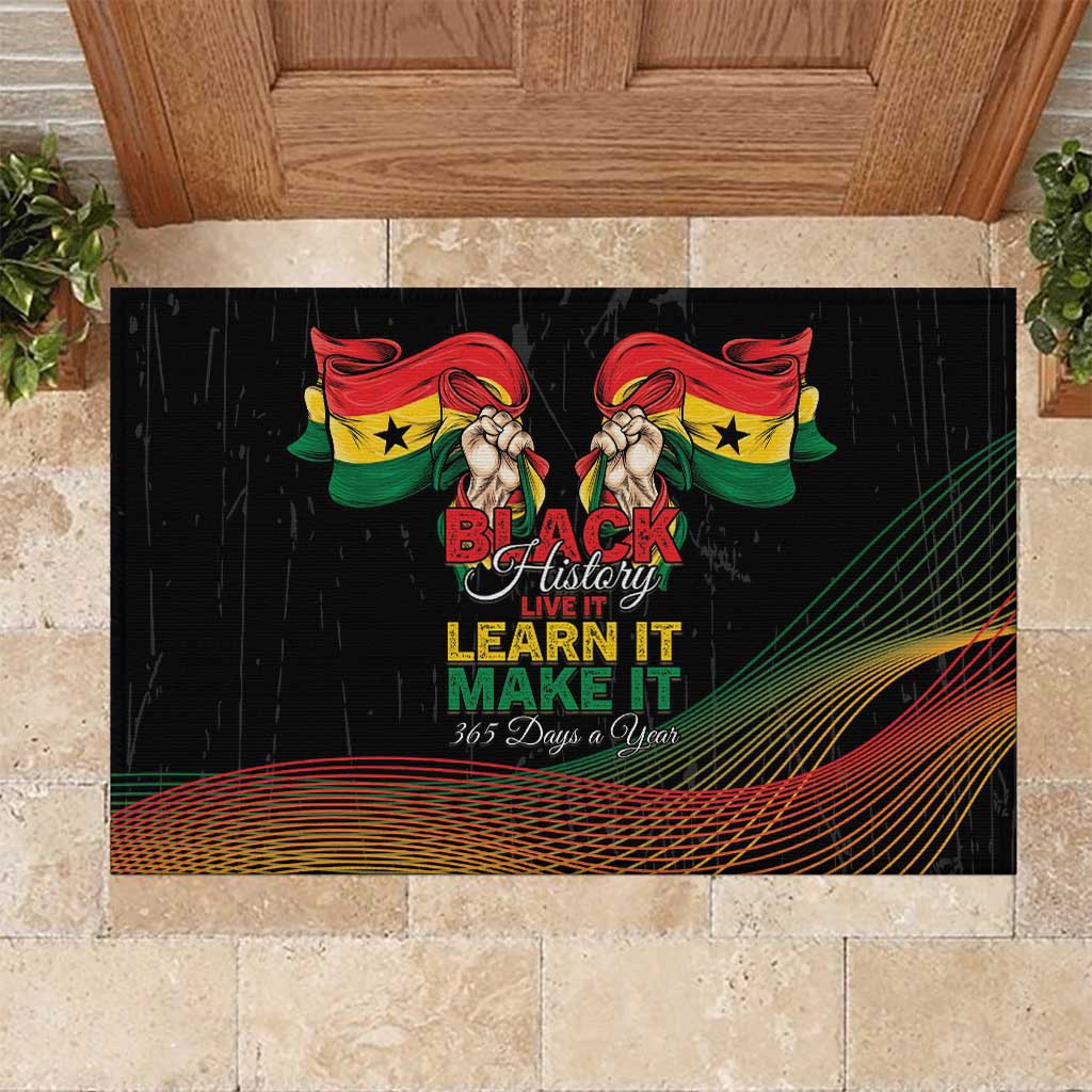 Ghana Black History Month Rubber Doormat Live It Learn It Make It - Wonder Print Shop