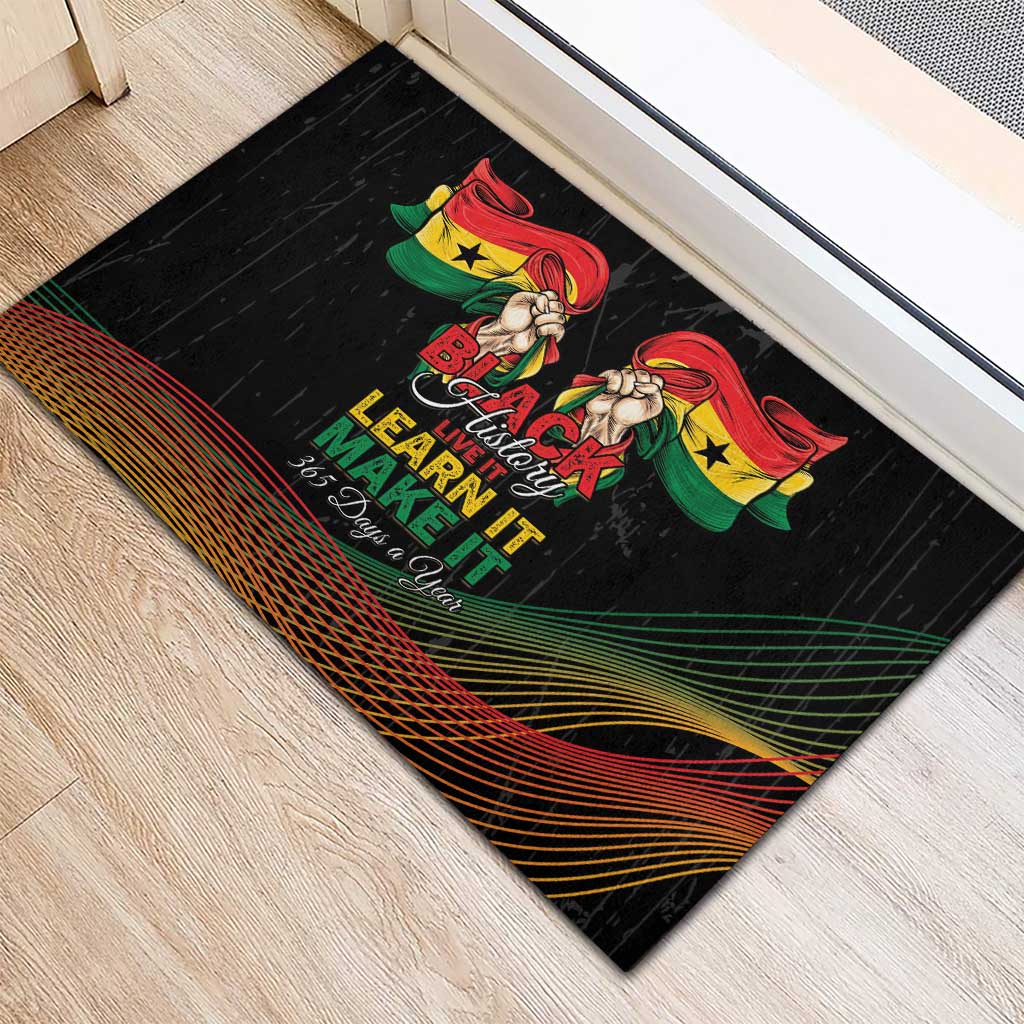 Ghana Black History Month Rubber Doormat Live It Learn It Make It - Wonder Print Shop