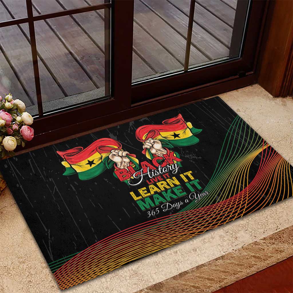 Ghana Black History Month Rubber Doormat Live It Learn It Make It - Wonder Print Shop