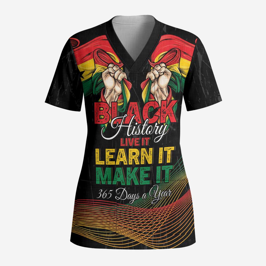 Personalized Ghana Black History Month Scrub Top Live It Learn It Make It - Wonder Print Shop