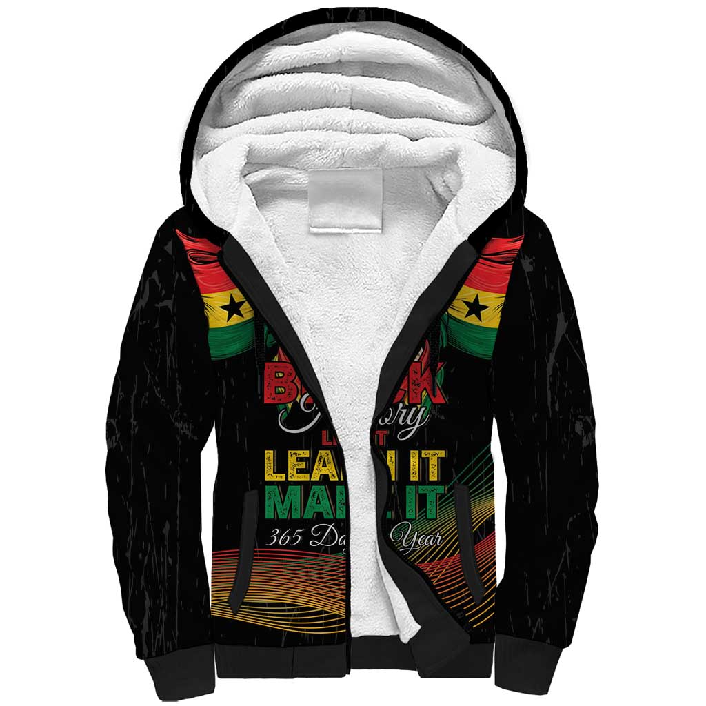 Personalized Ghana Black History Month Sherpa Hoodie Live It Learn It Make It - Wonder Print Shop