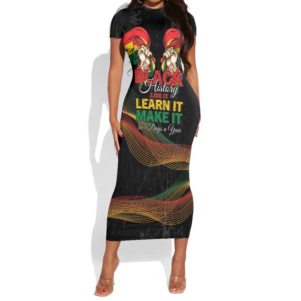 Personalized Ghana Black History Month Short Sleeve Bodycon Dress Live It Learn It Make It - Wonder Print Shop