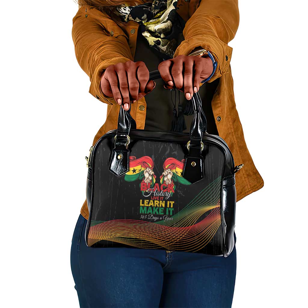 Ghana Black History Month Shoulder Handbag Live It Learn It Make It - Wonder Print Shop