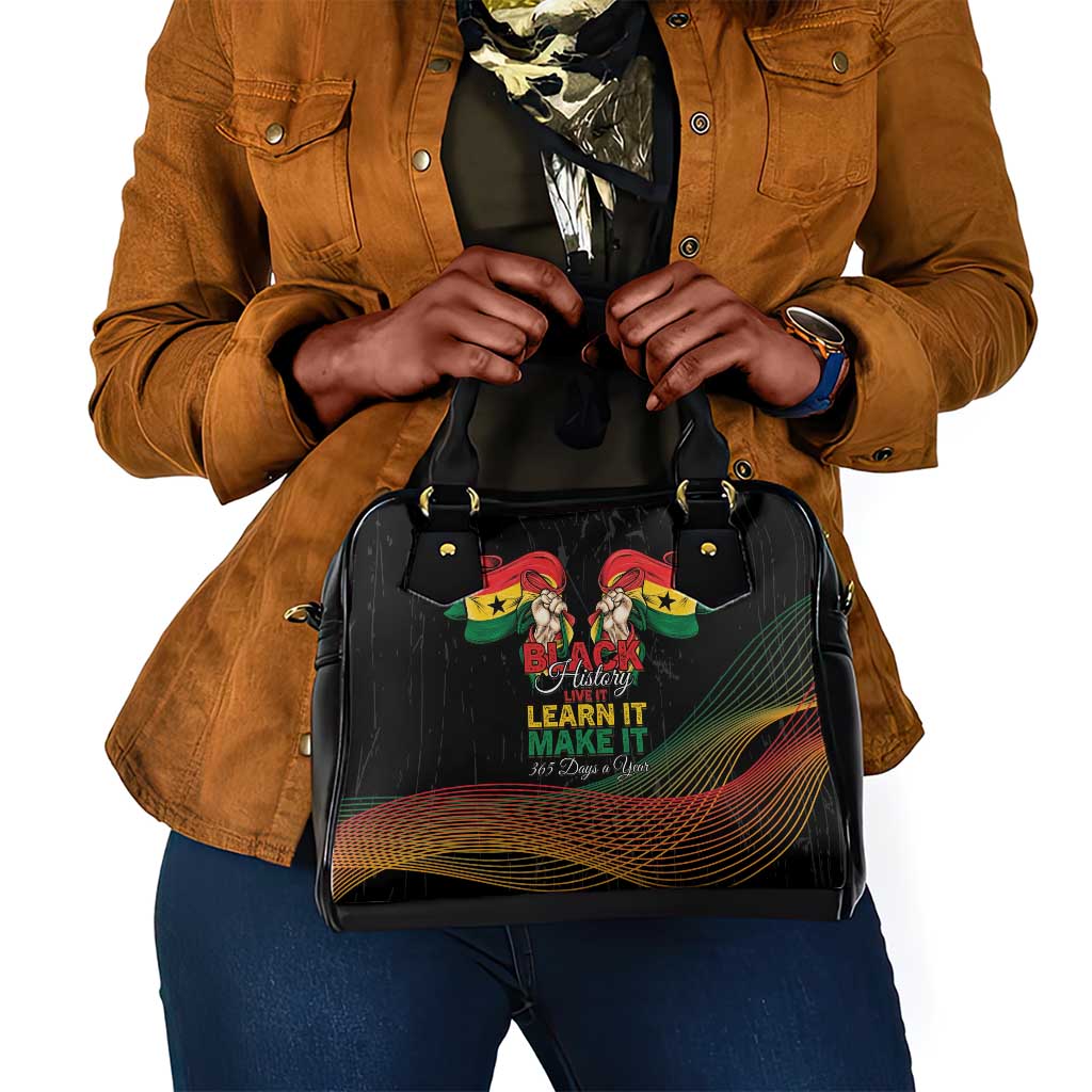 Ghana Black History Month Shoulder Handbag Live It Learn It Make It - Wonder Print Shop