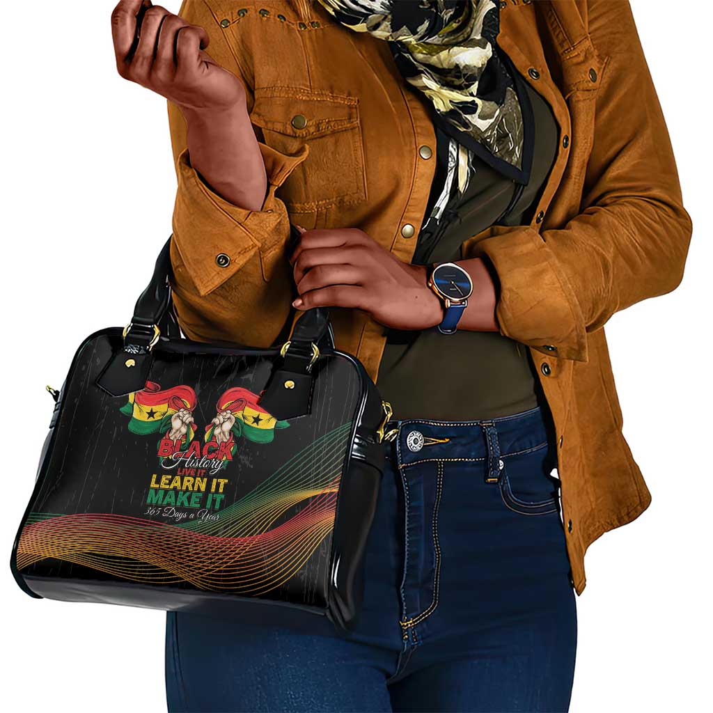 Ghana Black History Month Shoulder Handbag Live It Learn It Make It - Wonder Print Shop