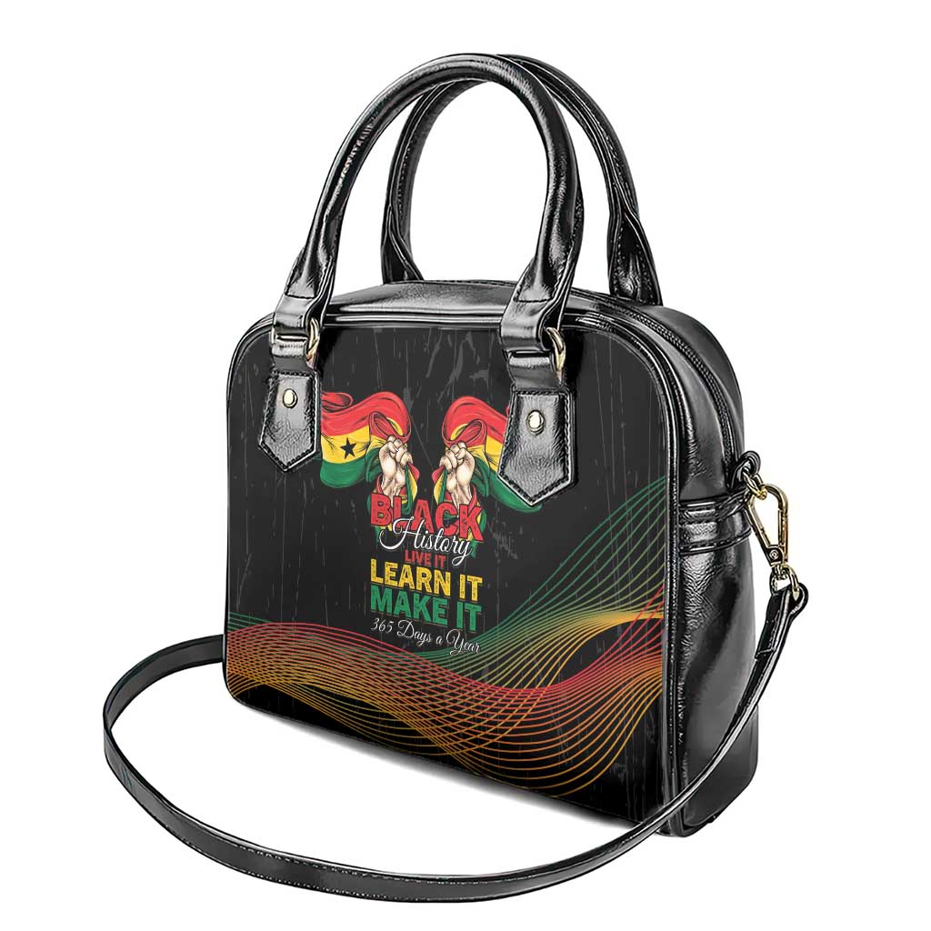 Ghana Black History Month Shoulder Handbag Live It Learn It Make It - Wonder Print Shop