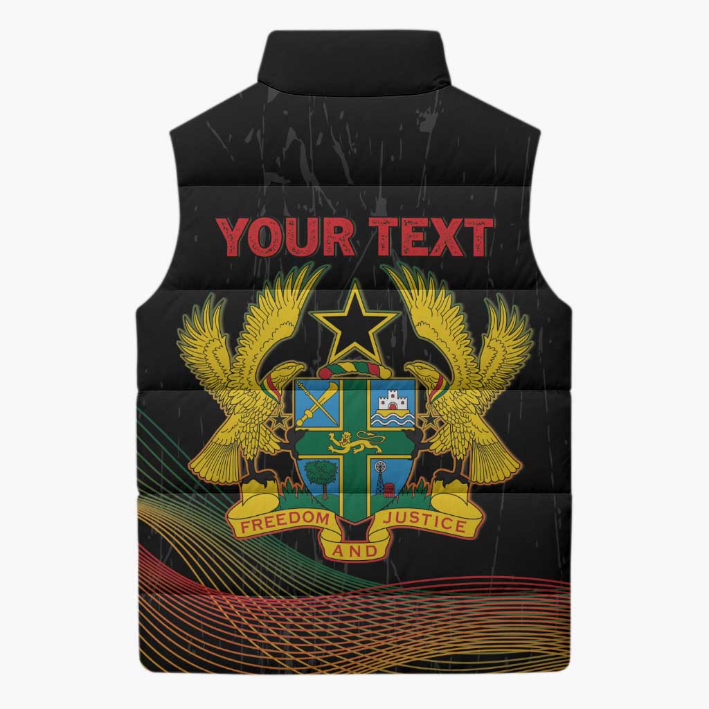 Personalized Ghana Black History Month Sleeveless Puffer Jacket Live It Learn It Make It - Wonder Print Shop