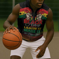 Personalized Ghana Black History Month Sleeveless Zip Hoodie Live It Learn It Make It - Wonder Print Shop