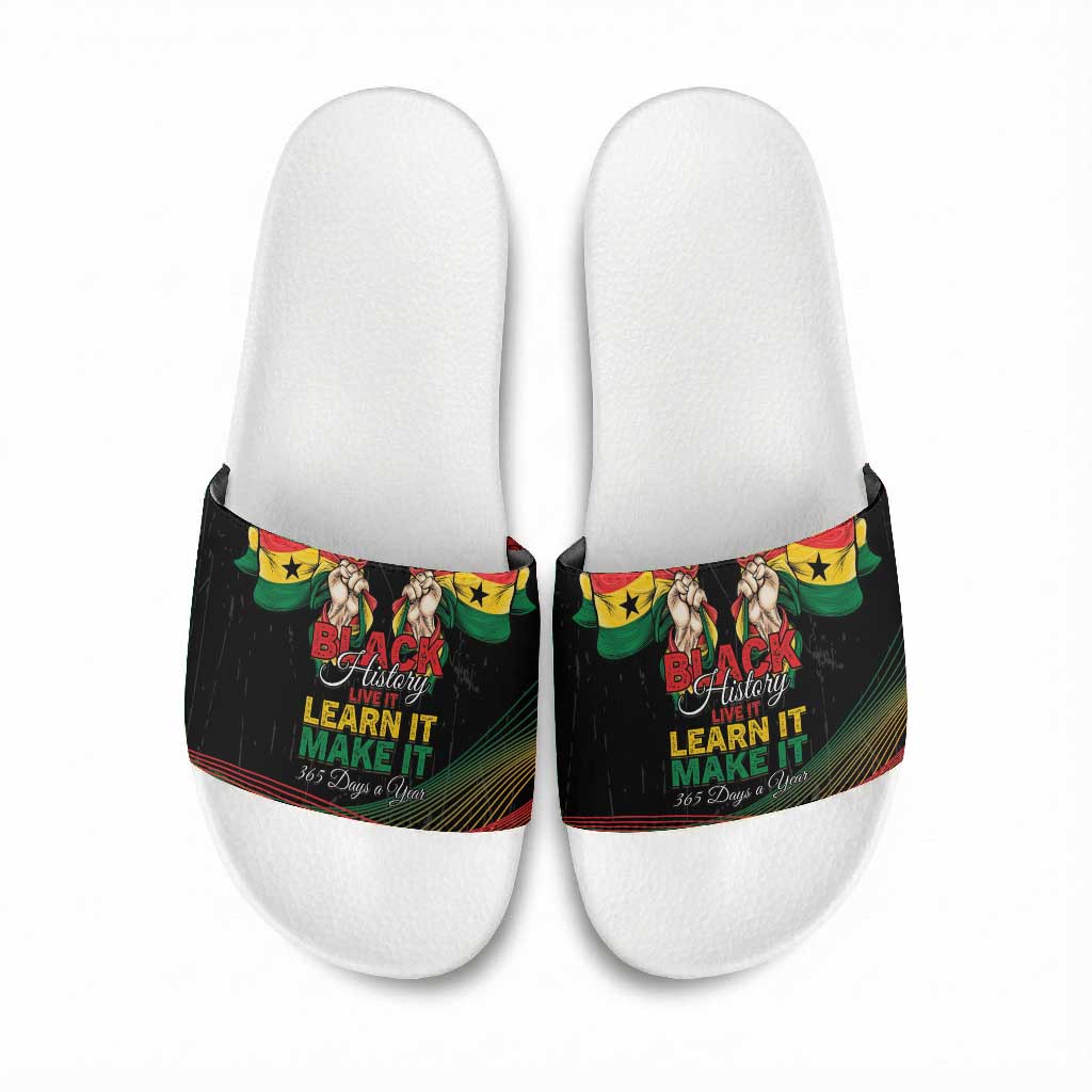 Ghana Black History Month Slide Sandals Live It Learn It Make It - Wonder Print Shop