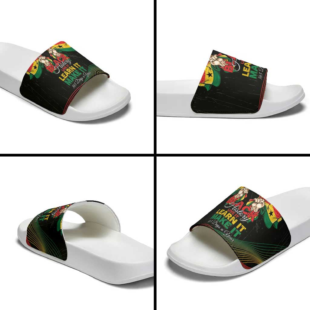 Ghana Black History Month Slide Sandals Live It Learn It Make It - Wonder Print Shop