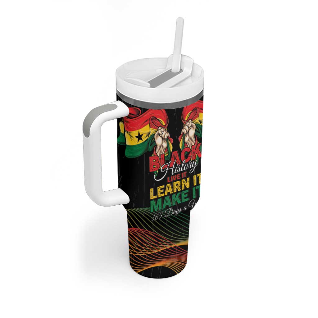 Personalized Ghana Black History Month Tumbler With Handle Live It Learn It Make It - Wonder Print Shop