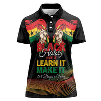 Personalized Ghana Black History Month Women Polo Shirt Live It Learn It Make It - Wonder Print Shop