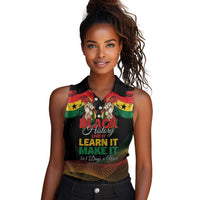 Personalized Ghana Black History Month Women Sleeveless Polo Shirt Live It Learn It Make It - Wonder Print Shop