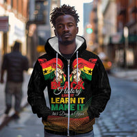 Personalized Ghana Black History Month Zip Hoodie Live It Learn It Make It - Wonder Print Shop