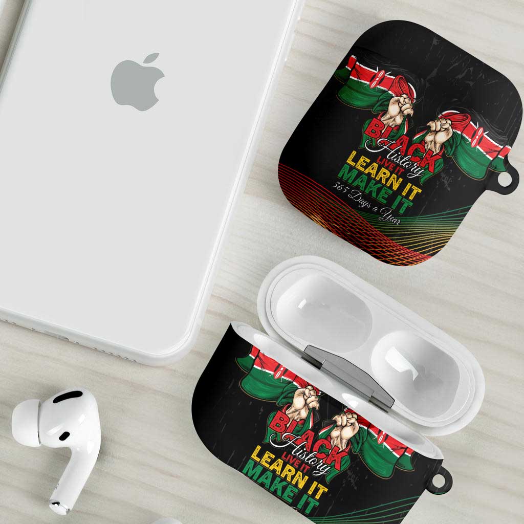 Kenya Black History Month AirPods Case Live It Learn It Make It - Wonder Print Shop