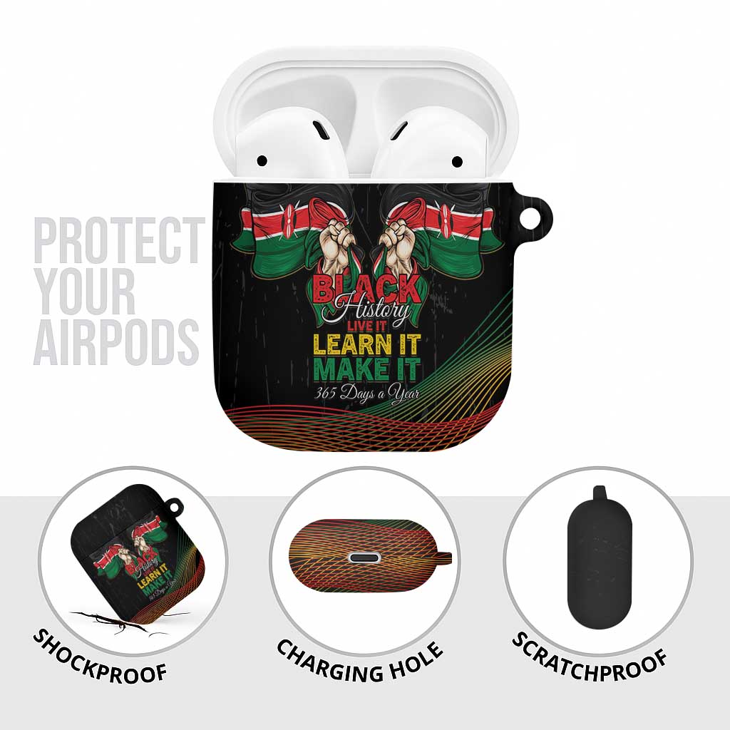 Kenya Black History Month AirPods Case Live It Learn It Make It - Wonder Print Shop
