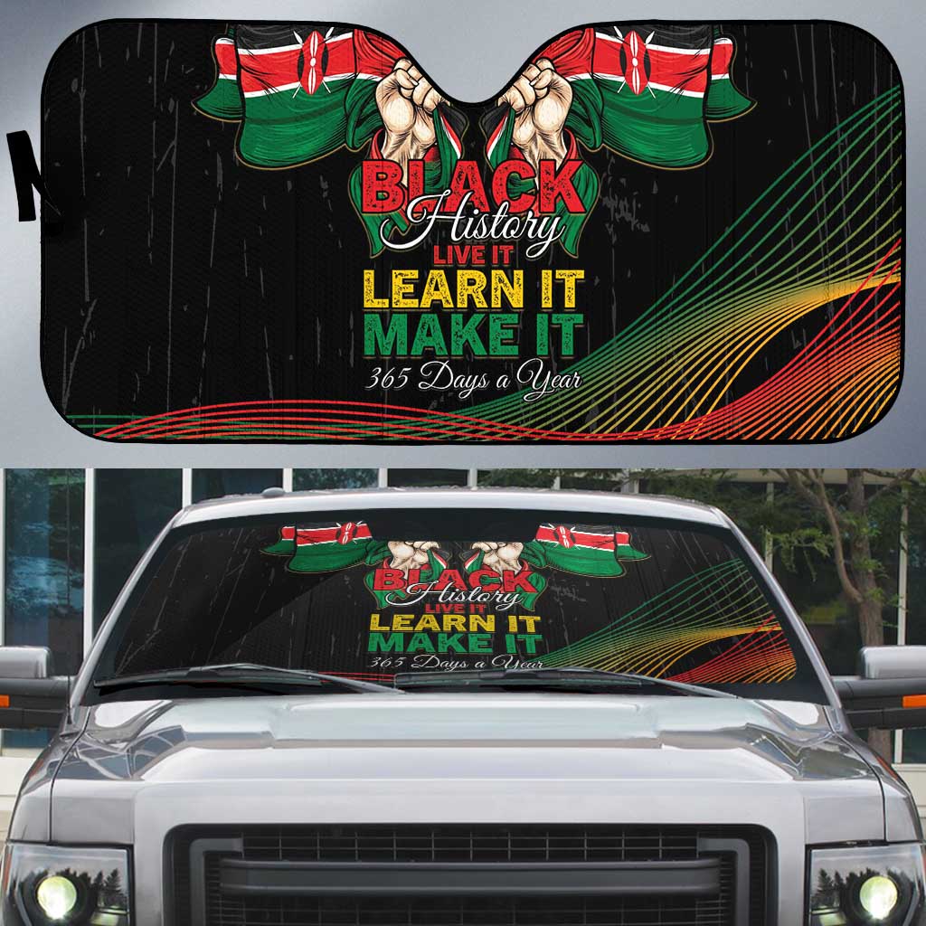 Kenya Black History Month Auto Sun Shade Live It Learn It Make It - Wonder Print Shop