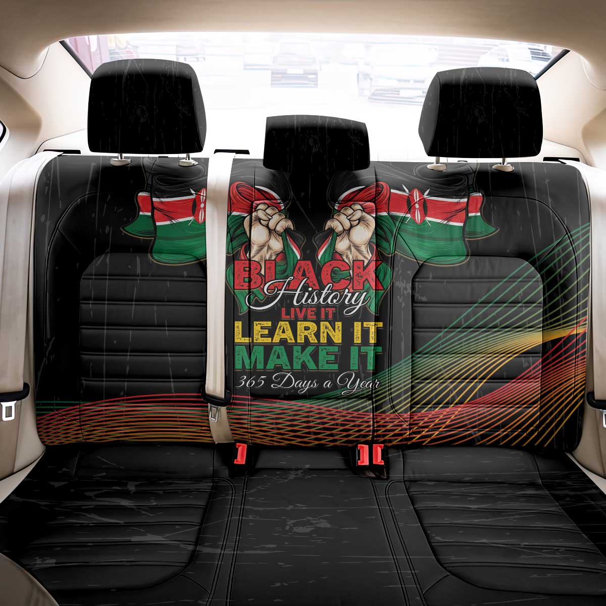 Kenya Black History Month Back Car Seat Cover Live It Learn It Make It - Wonder Print Shop