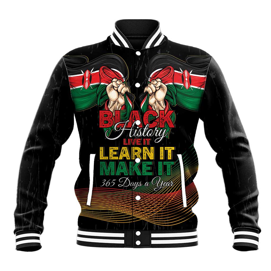 Personalized Kenya Black History Month Baseball Jacket Live It Learn It Make It - Wonder Print Shop