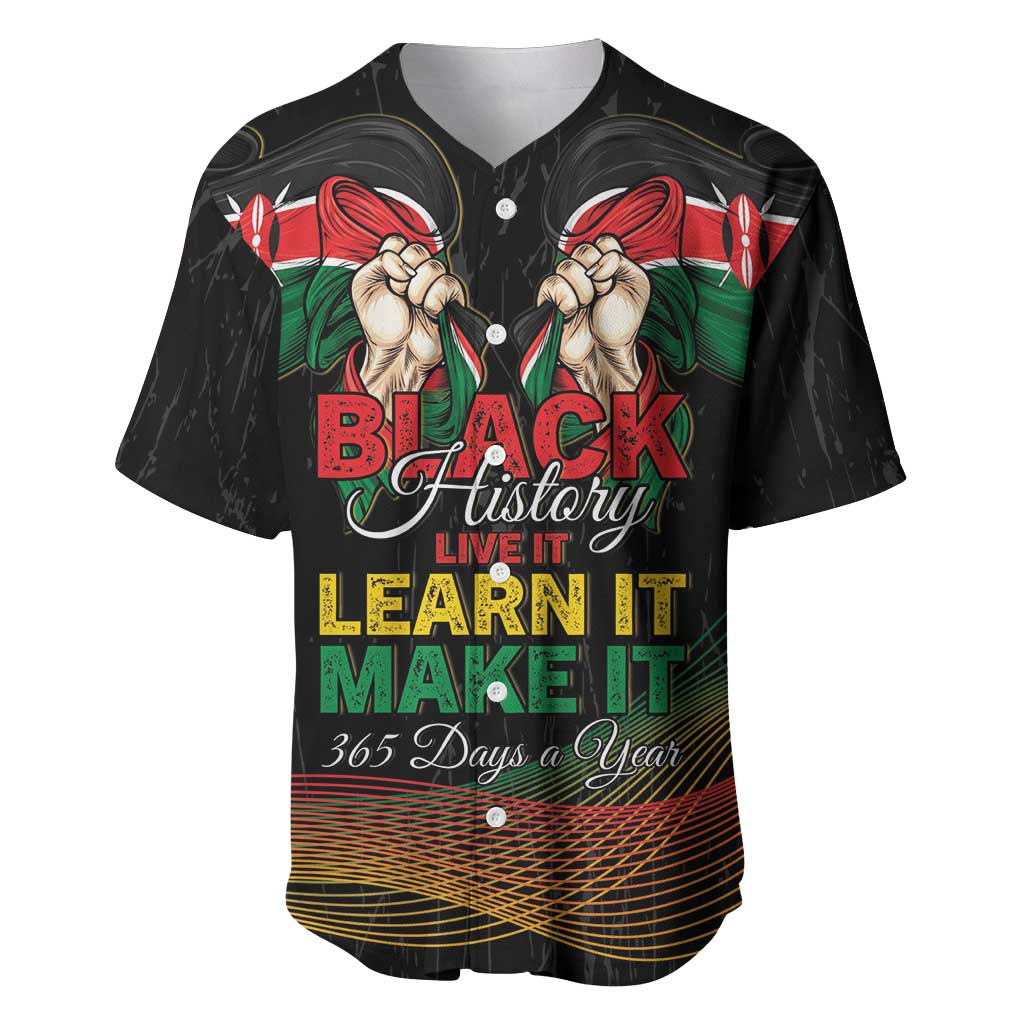 Personalized Kenya Black History Month Baseball Jersey Live It Learn It Make It - Wonder Print Shop