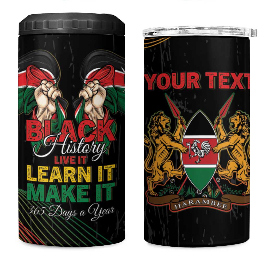 Personalized Kenya Black History Month 4 in 1 Can Cooler Tumbler Live It Learn It Make It - Wonder Print Shop
