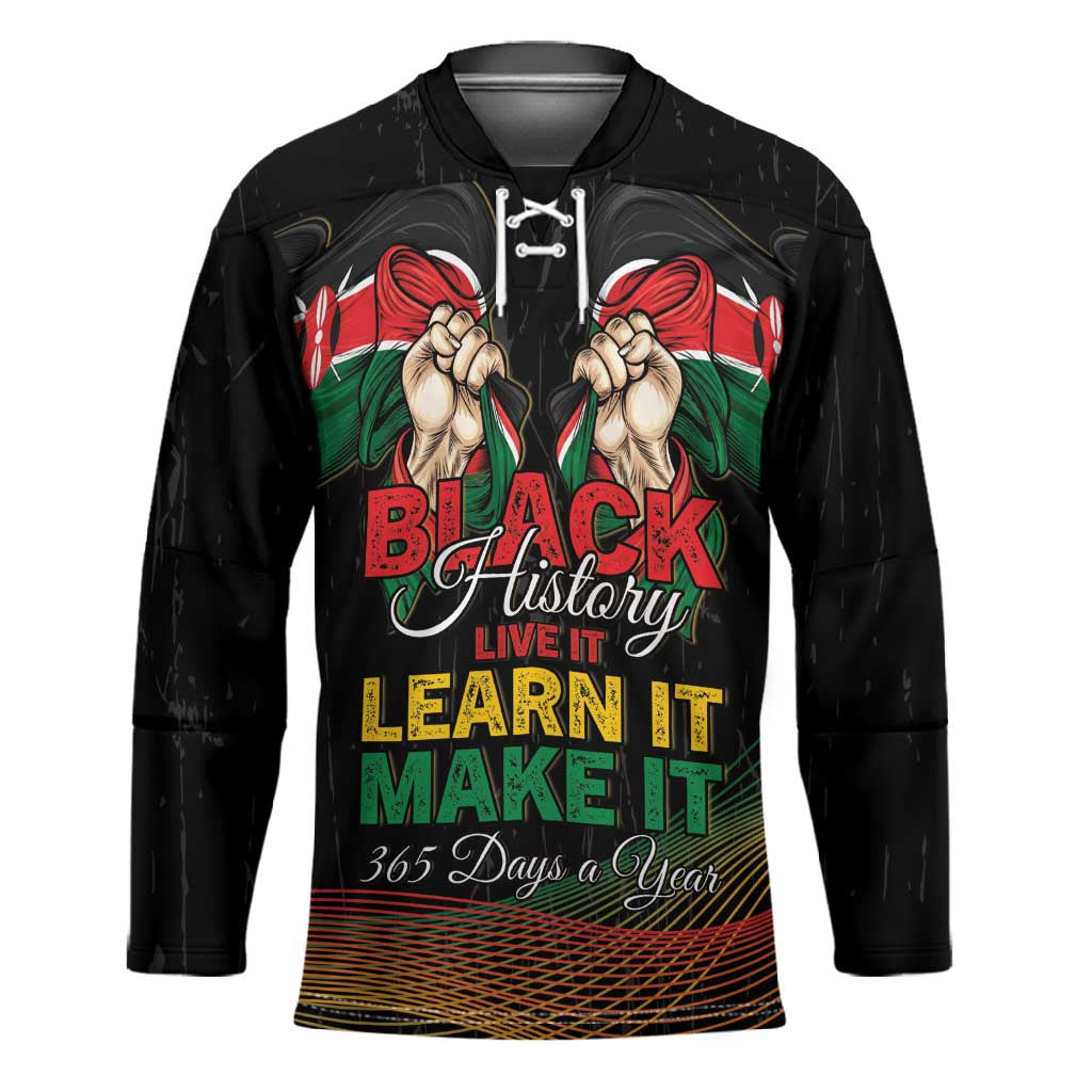 Personalized Kenya Black History Month Hockey Jersey Live It Learn It Make It - Wonder Print Shop