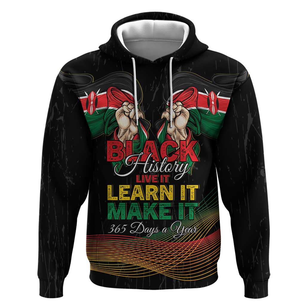 Personalized Kenya Black History Month Hoodie Live It Learn It Make It - Wonder Print Shop