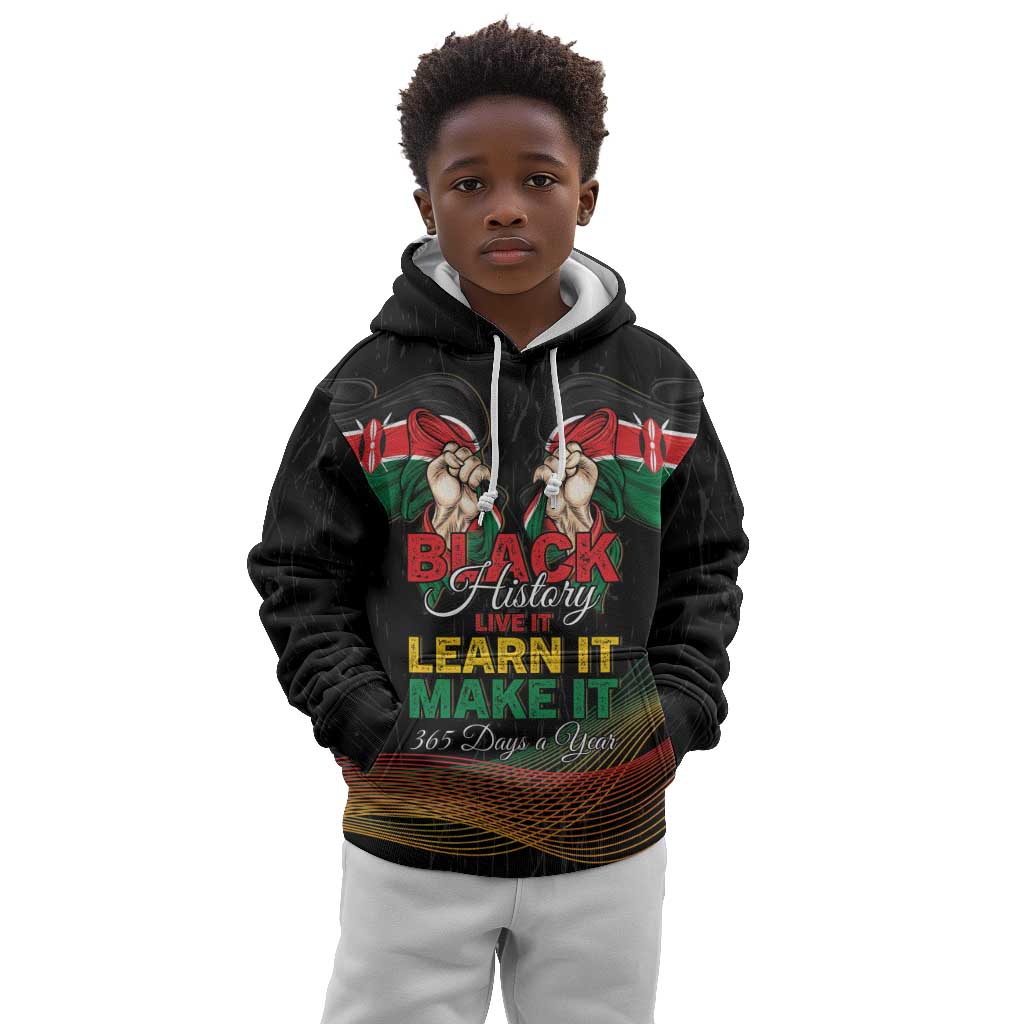 Personalized Kenya Black History Month Kid Hoodie Live It Learn It Make It - Wonder Print Shop