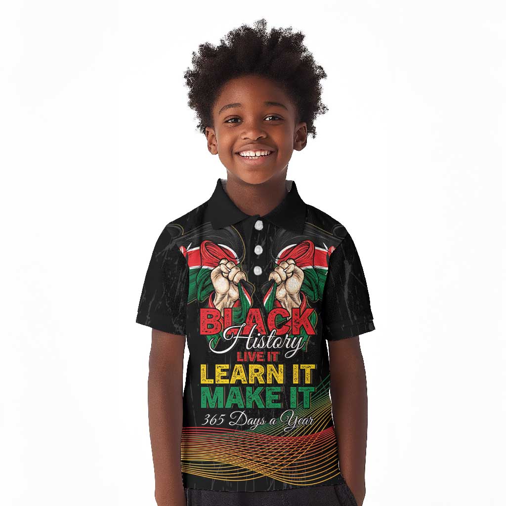 Personalized Kenya Black History Month Kid Polo Shirt Live It Learn It Make It - Wonder Print Shop