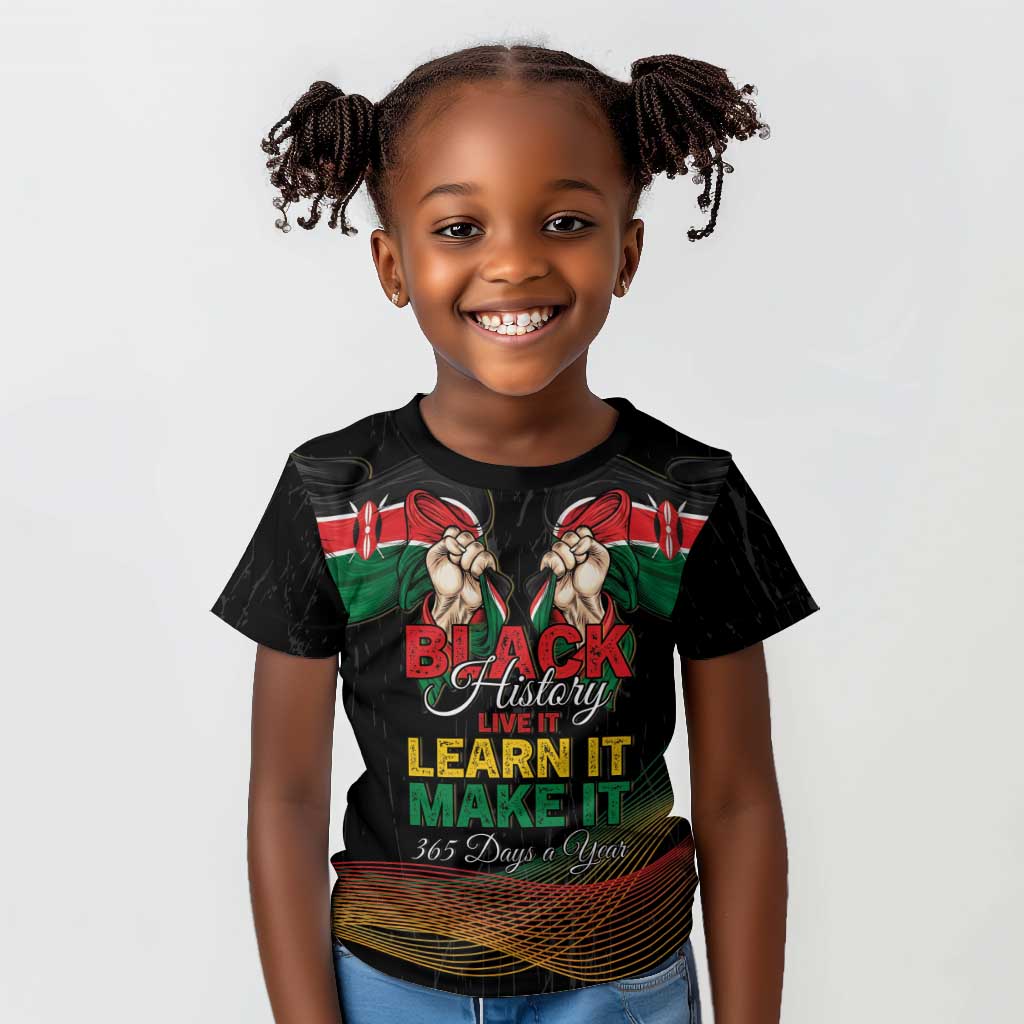 Personalized Kenya Black History Month Kid T shirt Live It Learn It Make It - Wonder Print Shop
