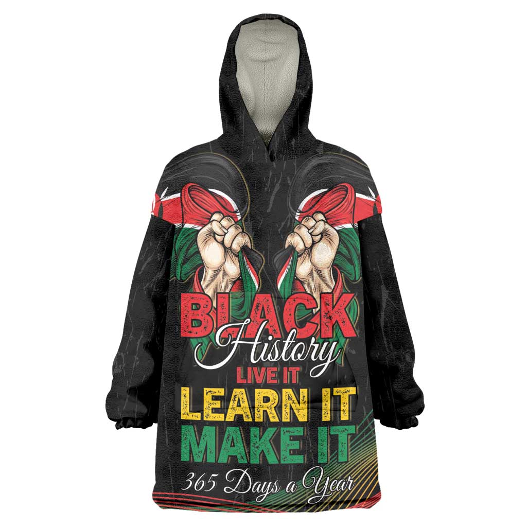 Personalized Kenya Black History Month Kid Wearable Blanket Hoodie Live It Learn It Make It - Wonder Print Shop