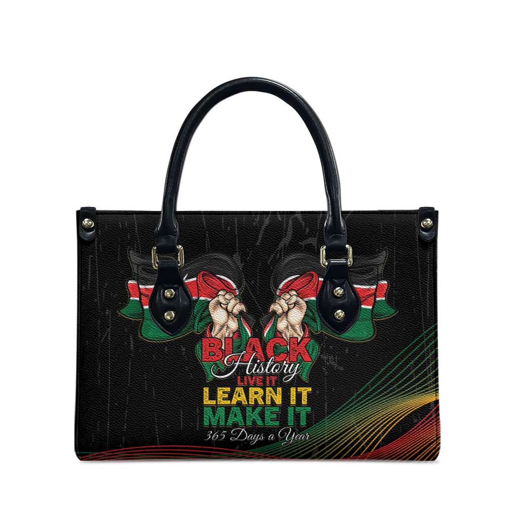 Kenya Black History Month Leather Bag Live It Learn It Make It - Wonder Print Shop
