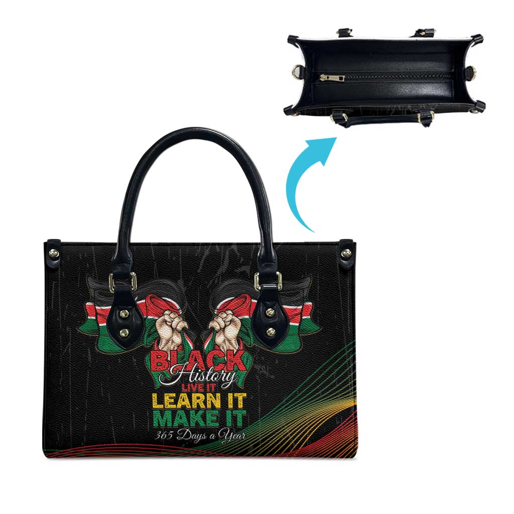 Kenya Black History Month Leather Bag Live It Learn It Make It - Wonder Print Shop