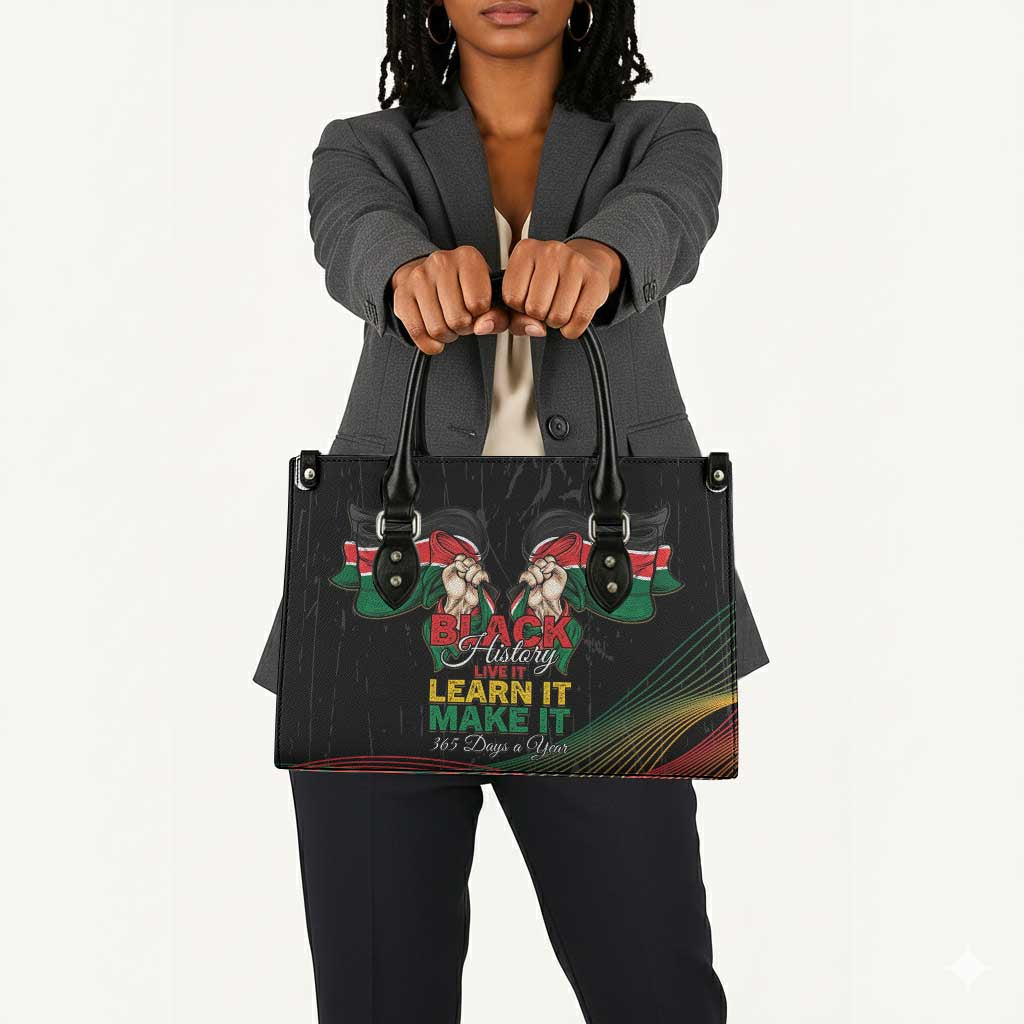 Kenya Black History Month Leather Bag Live It Learn It Make It - Wonder Print Shop