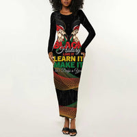 Personalized Kenya Black History Month Long Sleeve Bodycon Dress Live It Learn It Make It - Wonder Print Shop