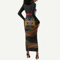Personalized Kenya Black History Month Long Sleeve Bodycon Dress Live It Learn It Make It - Wonder Print Shop