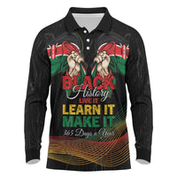 Personalized Kenya Black History Month Long Sleeve Polo Shirt Live It Learn It Make It - Wonder Print Shop