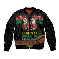 Personalized Kenya Black History Month Sleeve Zip Bomber Jacket Live It Learn It Make It - Wonder Print Shop