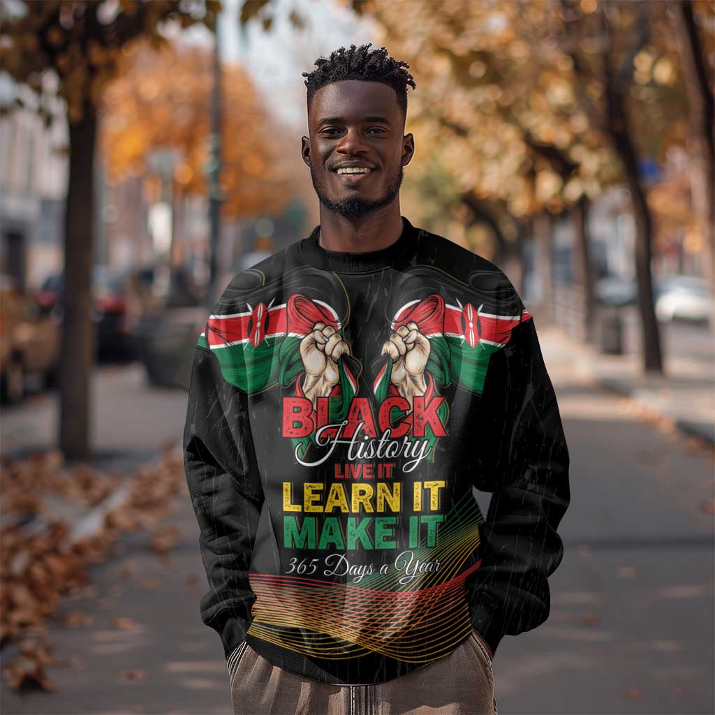 Personalized Kenya Black History Month Sweatshirt Live It Learn It Make It - Wonder Print Shop