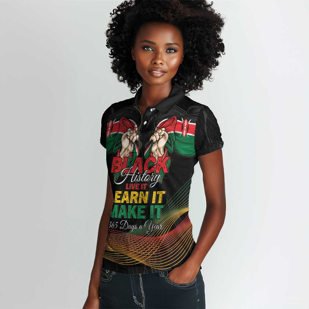Personalized Kenya Black History Month Women Polo Shirt Live It Learn It Make It - Wonder Print Shop