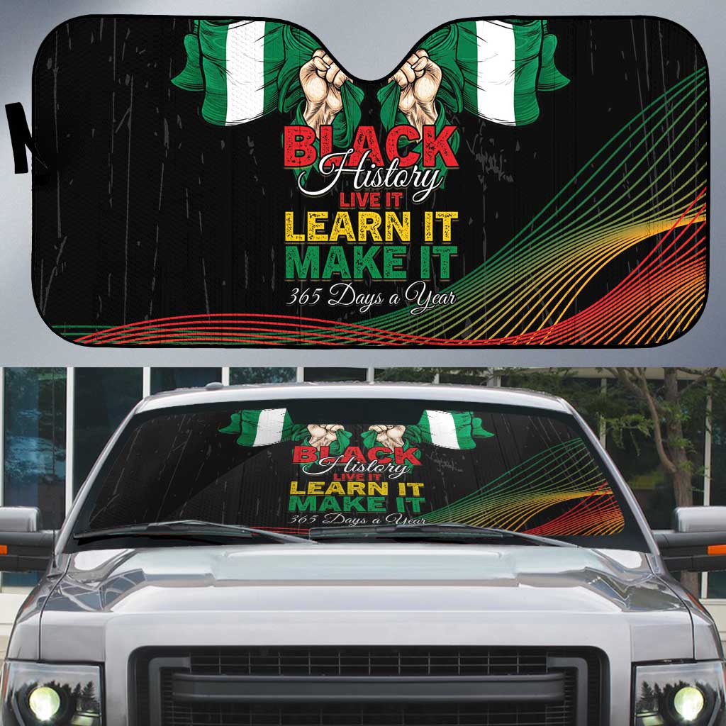 Nigeria Black History Month Auto Sun Shade Live It Learn It Make It - Wonder Print Shop