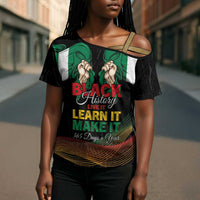 Personalized Nigeria Black History Month Cross Shoulder Shirt Live It Learn It Make It - Wonder Print Shop